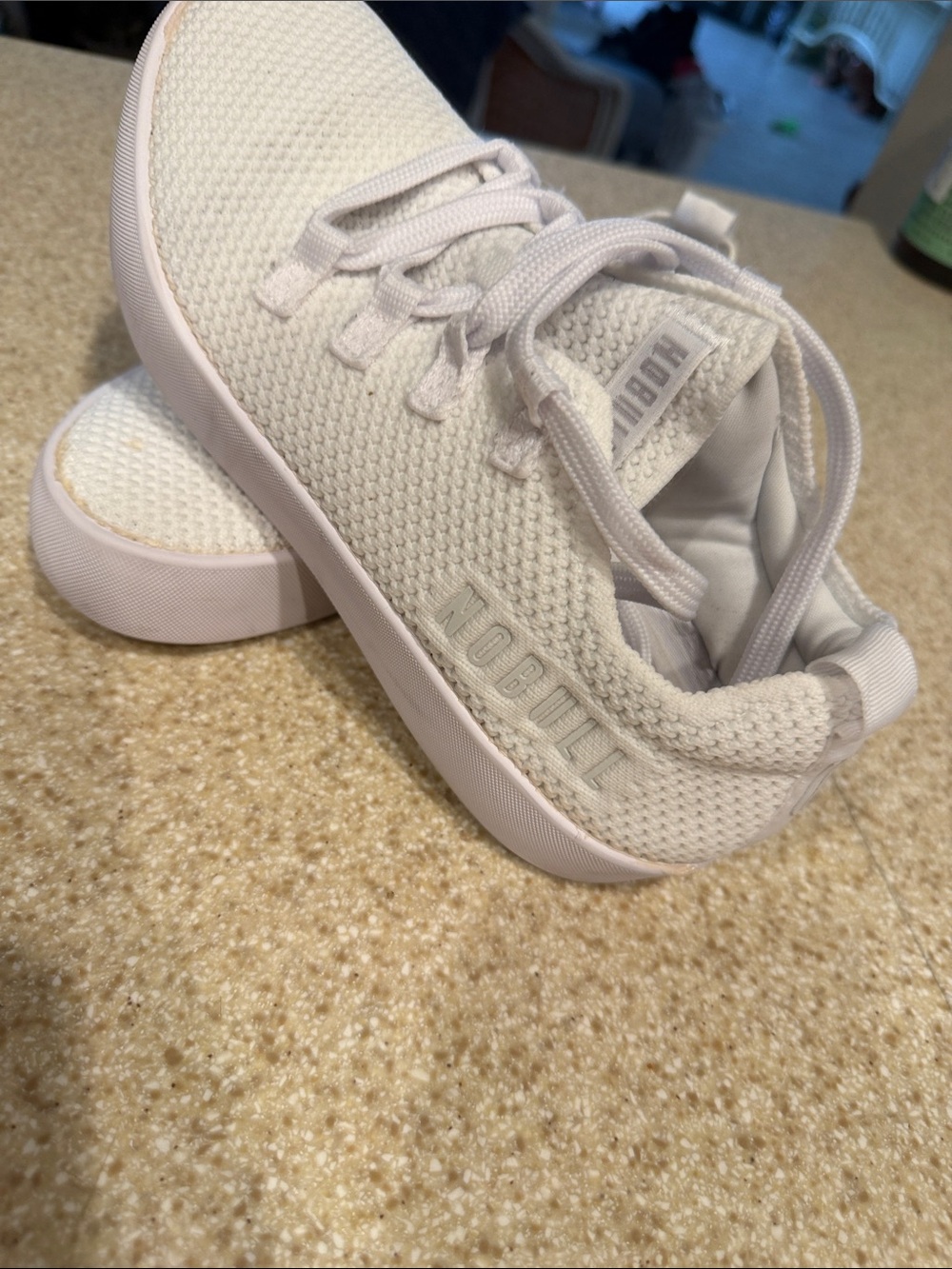 NOBULL White Knit Lace-Up Trainers
